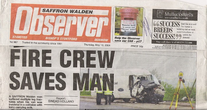 Saffron Walden Observer 13th May 2004 - headlines